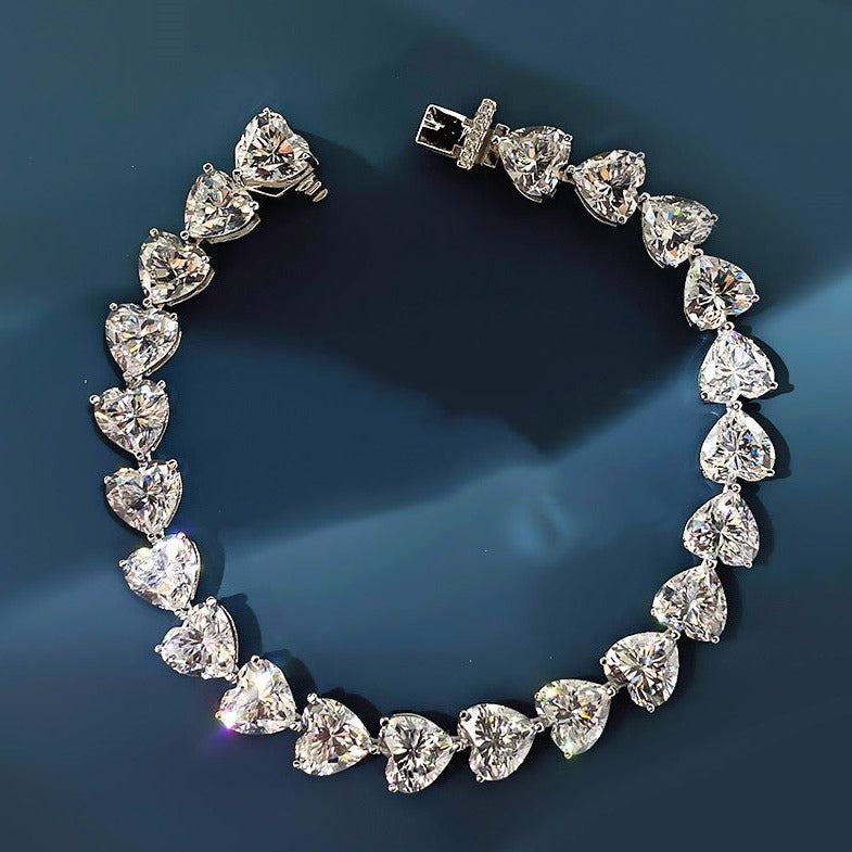 Beautiful Heart Cut Tennis Bracelet in Sterling Silver Shineofdiamond