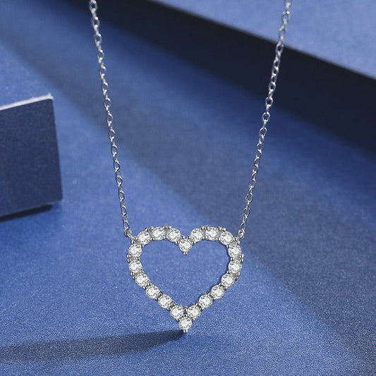 Heart Pendant Necklace in Sterling Silver Shineofdiamond