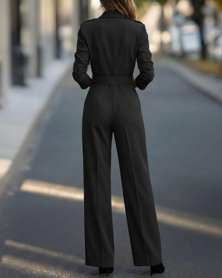 Belted Tailored Blazer-Style Jumpsuit
