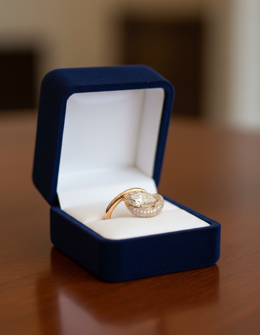 Elegant Embellished Marquise Rapture Ring in Sterling Silver