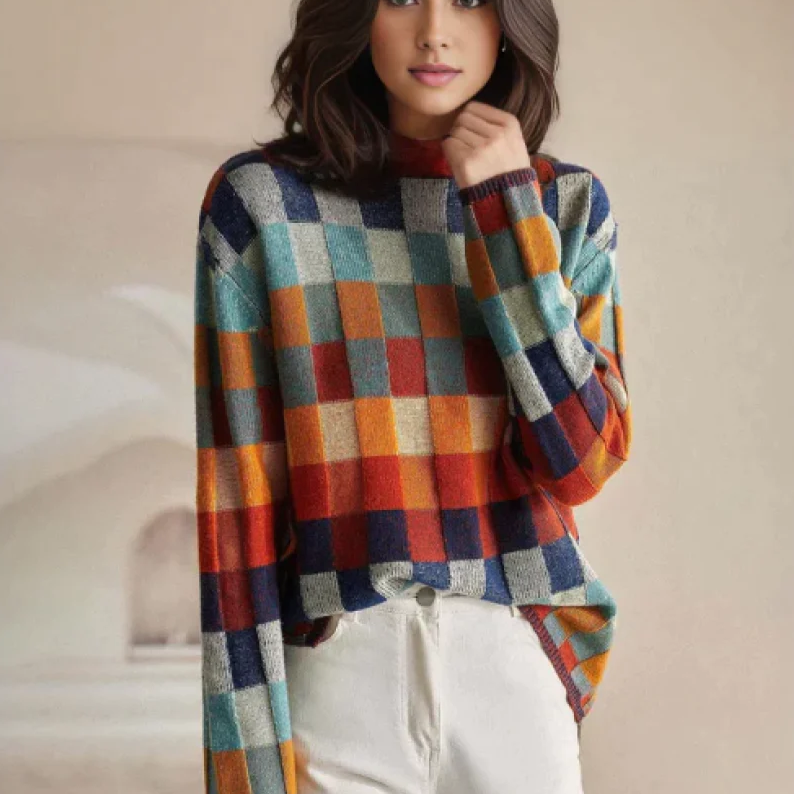 Patchwork Turtleneck - Sweater