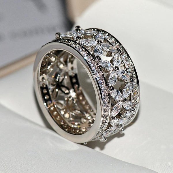 Marquise Cut 925 Sterling Silver Wedding Band shine of diamond