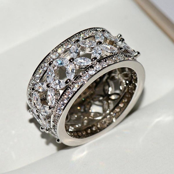 Marquise Cut 925 Sterling Silver Wedding Band shine of diamond