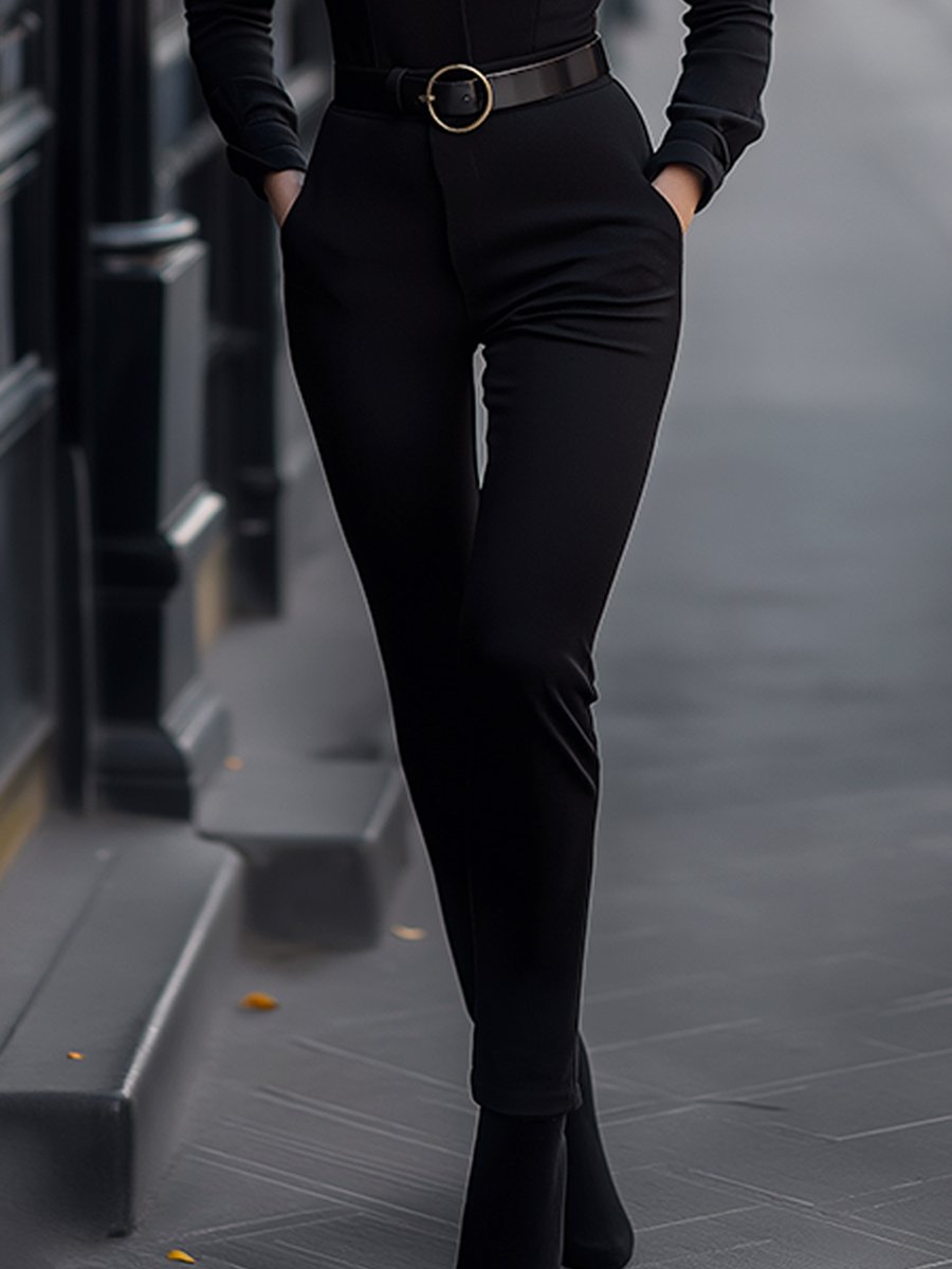 Sleek Black Belted Jumpsuit with Slim Fit ZJ