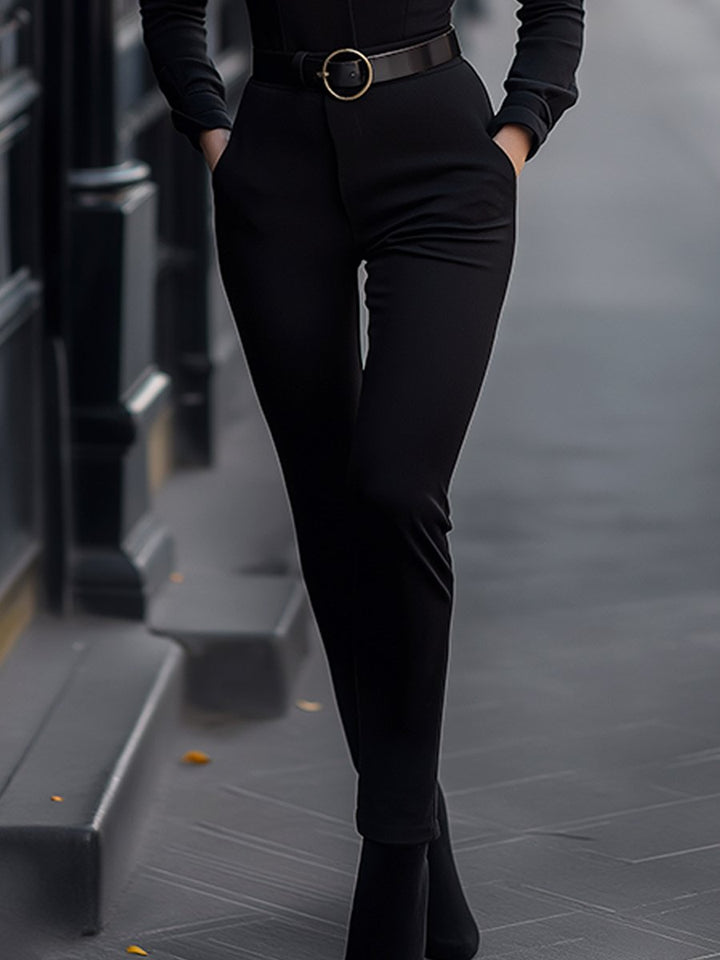 Sleek Black Belted Jumpsuit with Slim Fit ZJ
