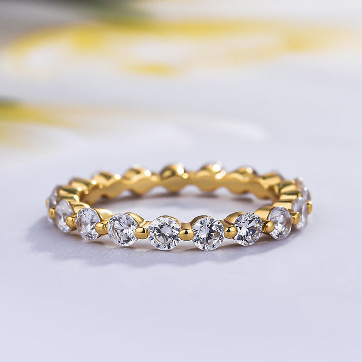 Luxurious Round Cut Three Stone Wedding Set In Sterling Silver shineofdiamond