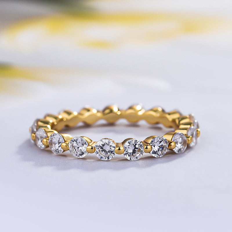 Luxurious Round Cut Three Stone Wedding Set In Sterling Silver shineofdiamond