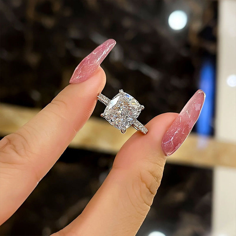 2PCS Cushion Cut Bridal Set in Sterling Silver shine of diamond