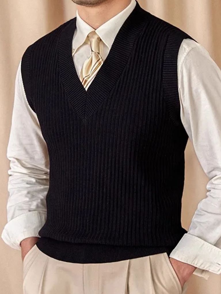 Knit Vest Waistcoat - Casa  Laro CASA LARO