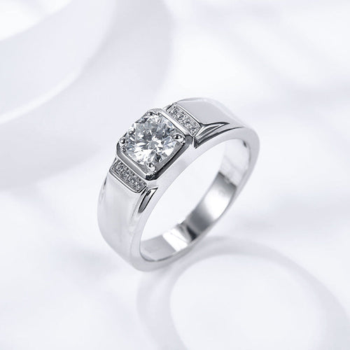 1CT Moissanite Round Cut Engagement Ring For Men in Sterling Silver Shineofidamond