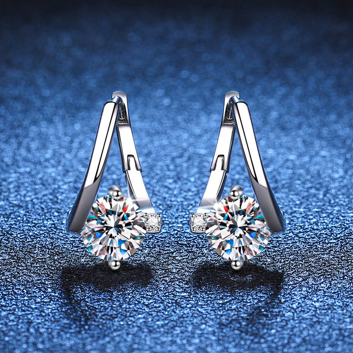 Luxury Moissanite Women Earrings In Sterling Silver Shineofdiamond