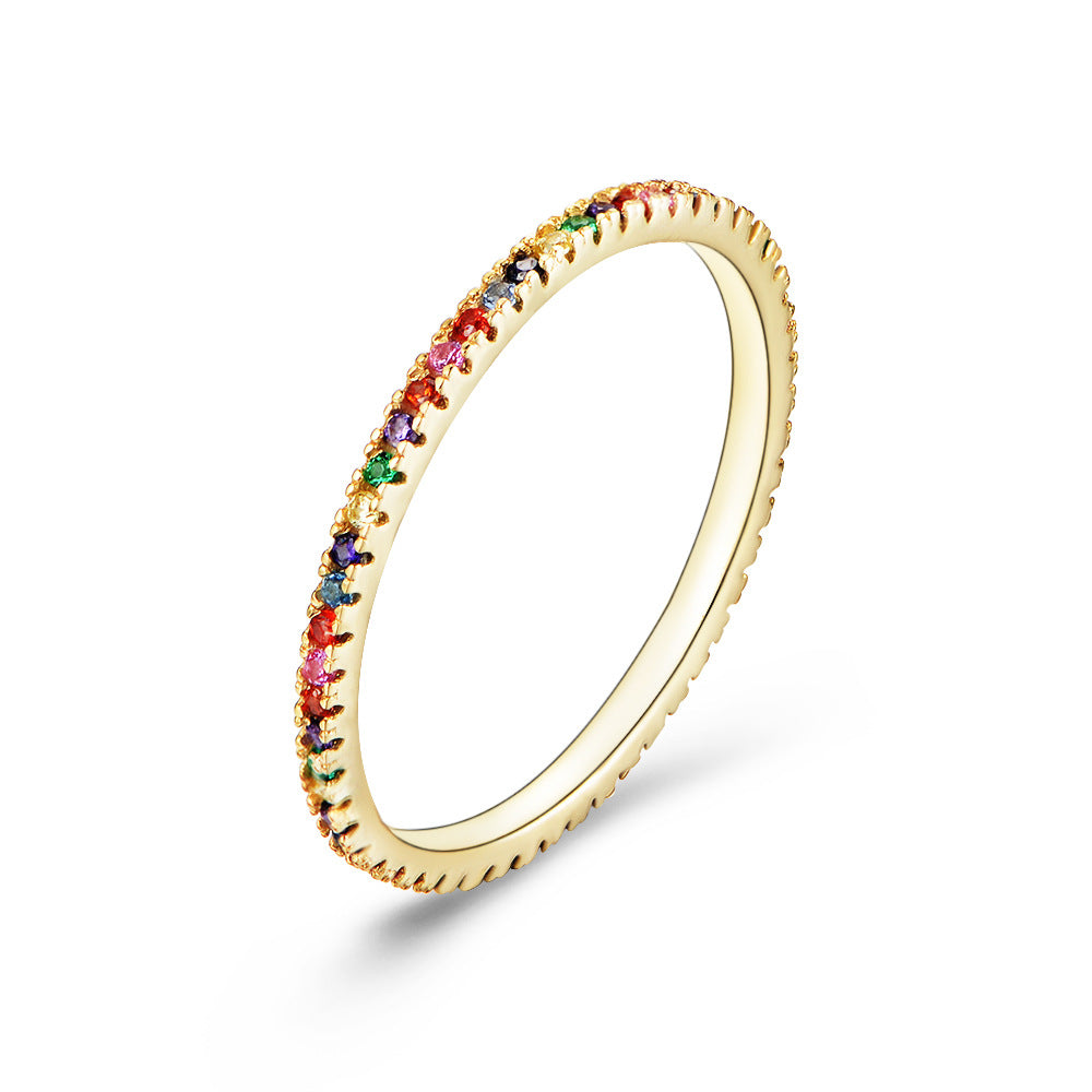 Golden Tone Multi-Color Eternity Band Stackable Ring shine of diamond