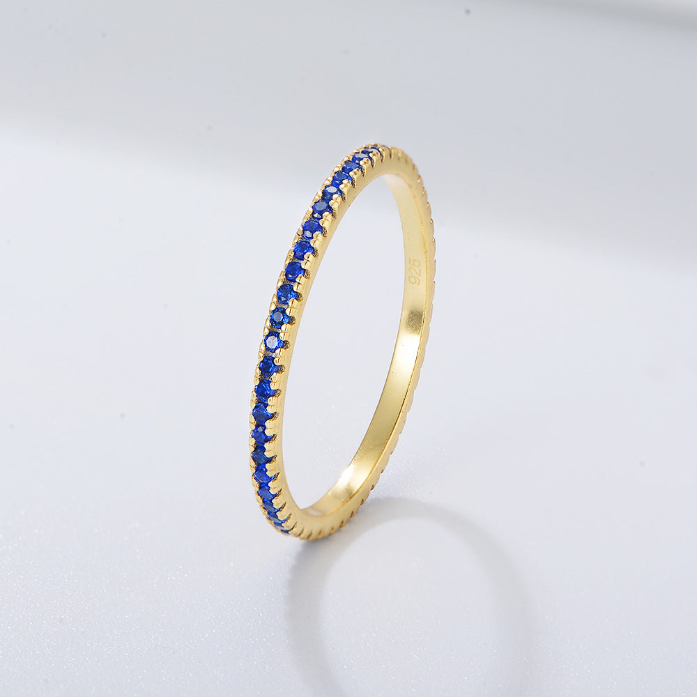 Golden Tone Multi-Color Eternity Band Stackable Ring shine of diamond