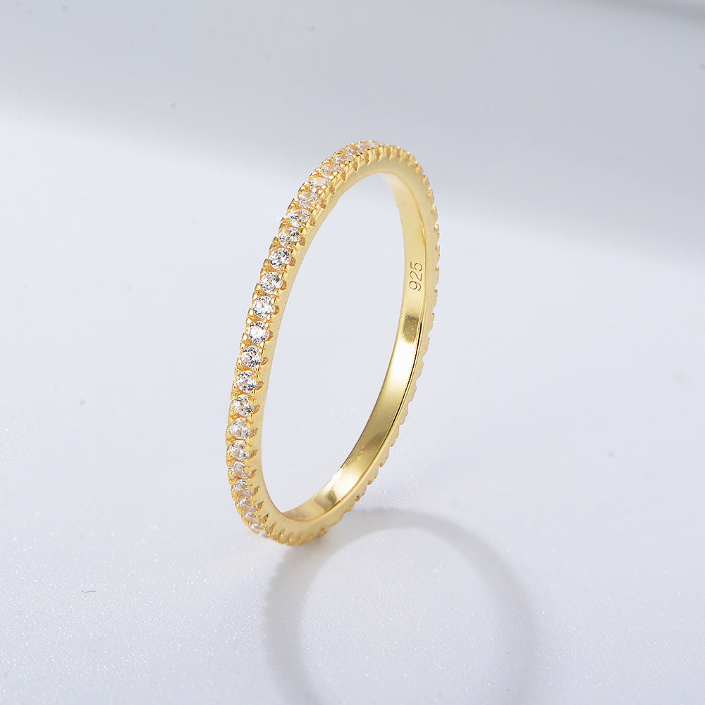 Golden Tone Multi-Color Eternity Band Stackable Ring shine of diamond