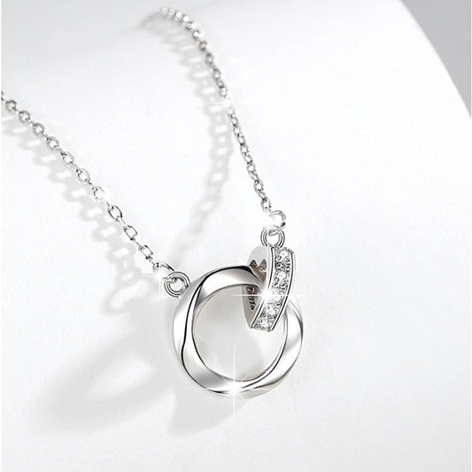 Double Mobius Circle Necklace in Sterling Silver Shineofdiamond