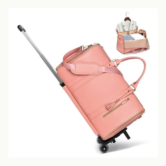 Nomora blush roller travel bag with open storage inset