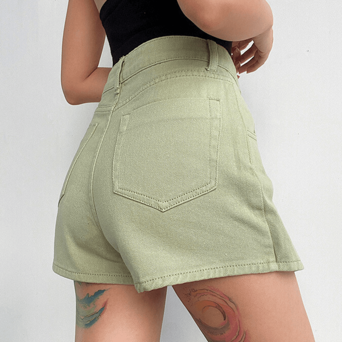 High-Waist Denim Mini - Skort