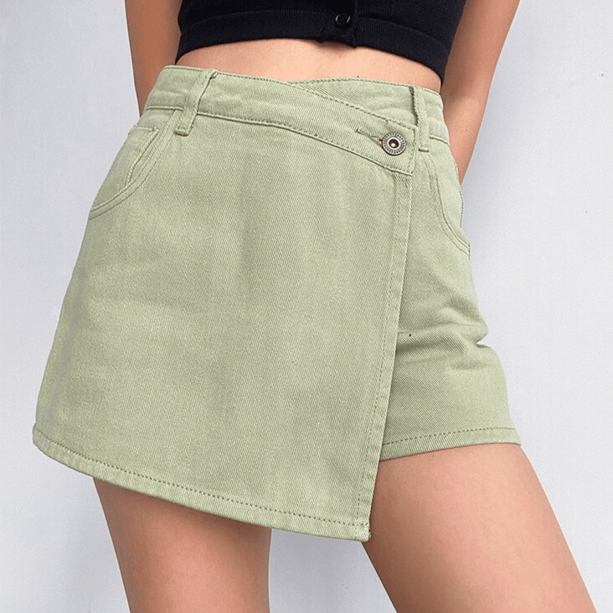 High-Waist Denim Mini - Skort