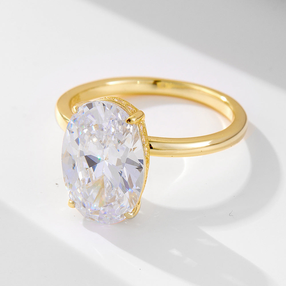 Sale | 2pcs Solitaire Oval Cut Gold Stone Bridal Set Rings in Sterling Silver shineofdiamond