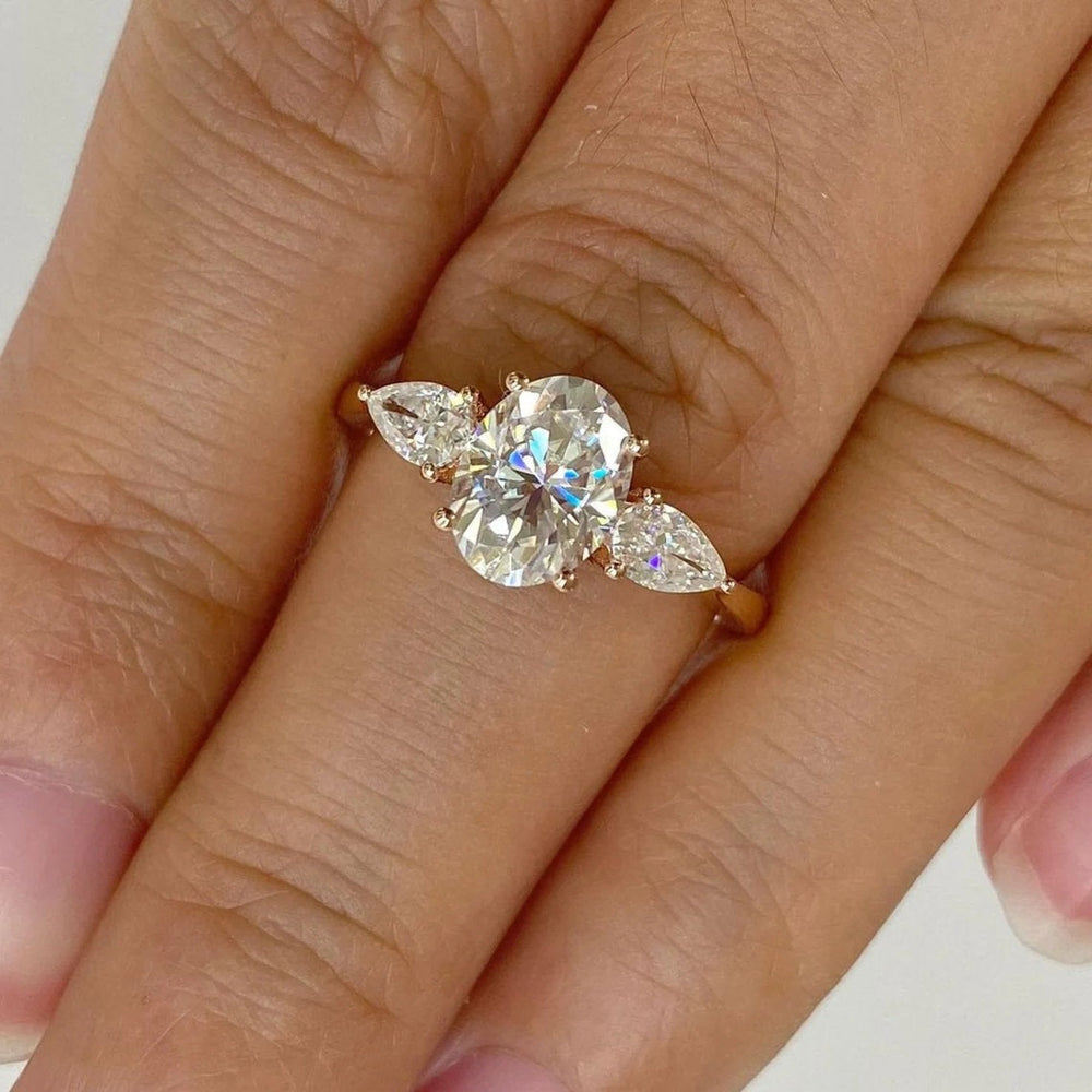 3 CT Oval Cut Three Stone Engagement Ring Shineofdiamond