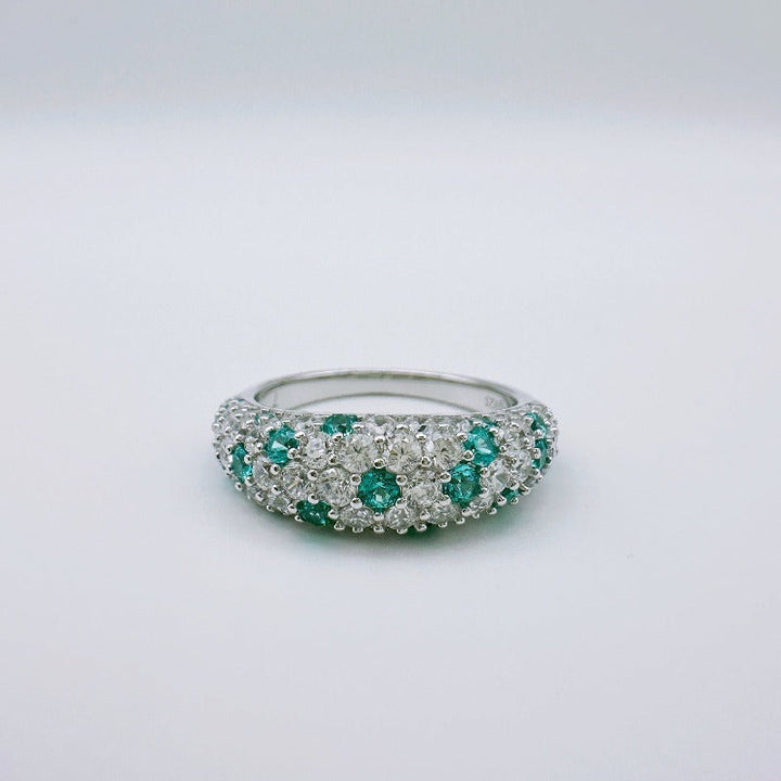 White & Paraiba Tourmaline Wedding Band in Sterling Silver Shineofdiamond
