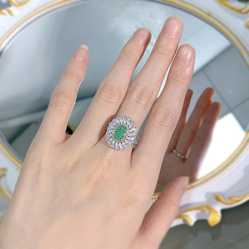 Vintage Luxury Oval Cut Paraiba Tourmaline Ring in Sterling Silver Shineofdiamond