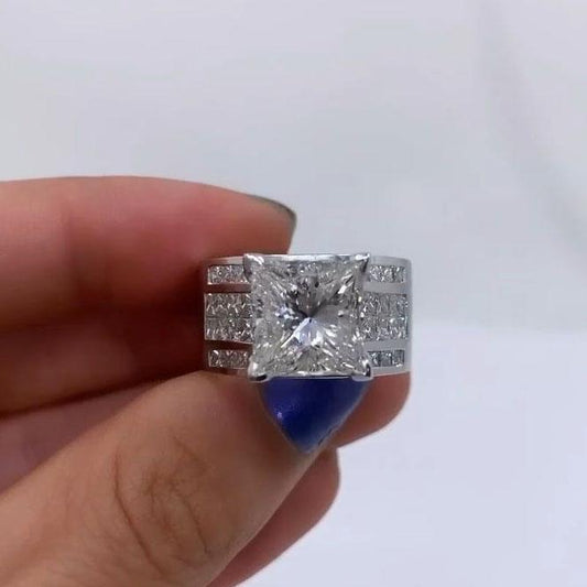 Princess Cut 925 Sterling Silver Engagement Ring Shineofdiamond