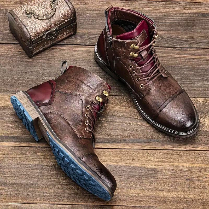 Brown Rugged Leather Western - Boots