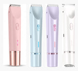 Rosava body trimmer shown in all four shades: Soft Rose, Light Blue, Lavender and White
