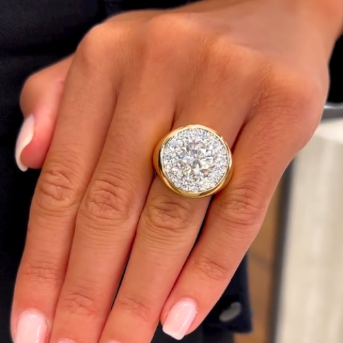 Luxury Round Cut Pave Signet Ring Shineofdiamond