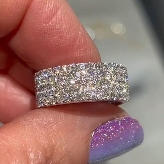Multi-row Pave Eternity Band in Sterling Silver Shineofdiamond
