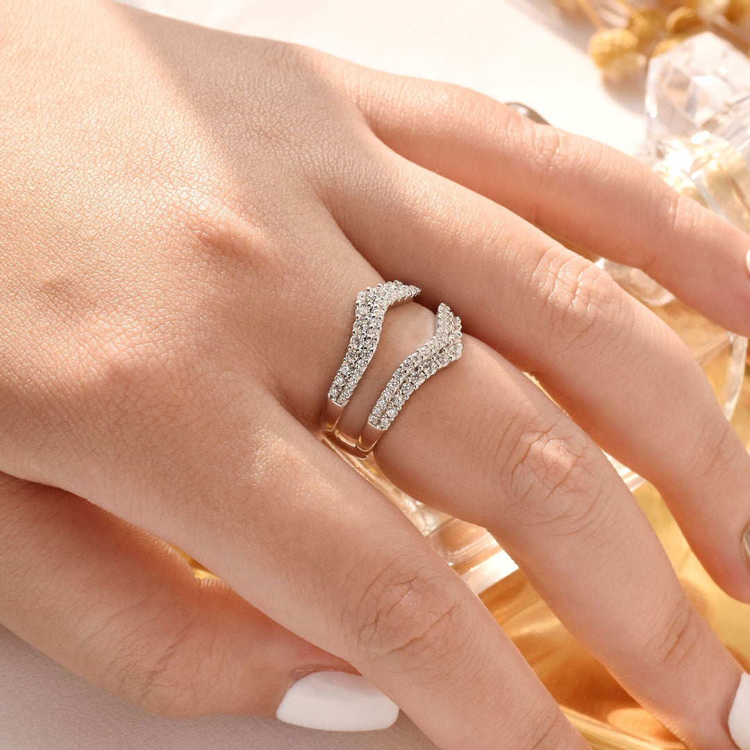 Double Row Elegant Ring Enhancer in Sterling Silver Shineofdiamond