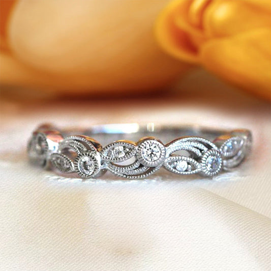 Vintage Leaf and Vine Ring Band in Sterlilng Silver Shineofdiamond
