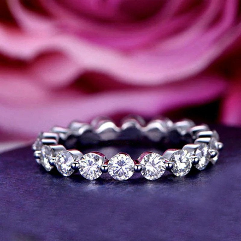 3pcs 3CT Radiant Cut Bridal Set Rings with Marquise & Round Cut Band in Sterling Silver Shineofdiamond