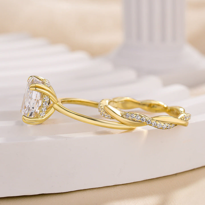 2pcs Cushion Cut Twisted Bridal Ring Set In Sterling Silver Shineofdiamond