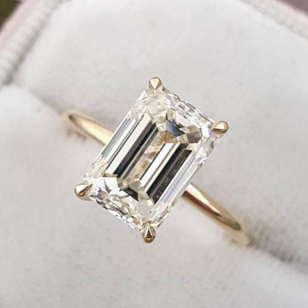 2pcs Gold Tone Emerald Cut Bridal Ring Set In Sterling Silver Shineofdiamond