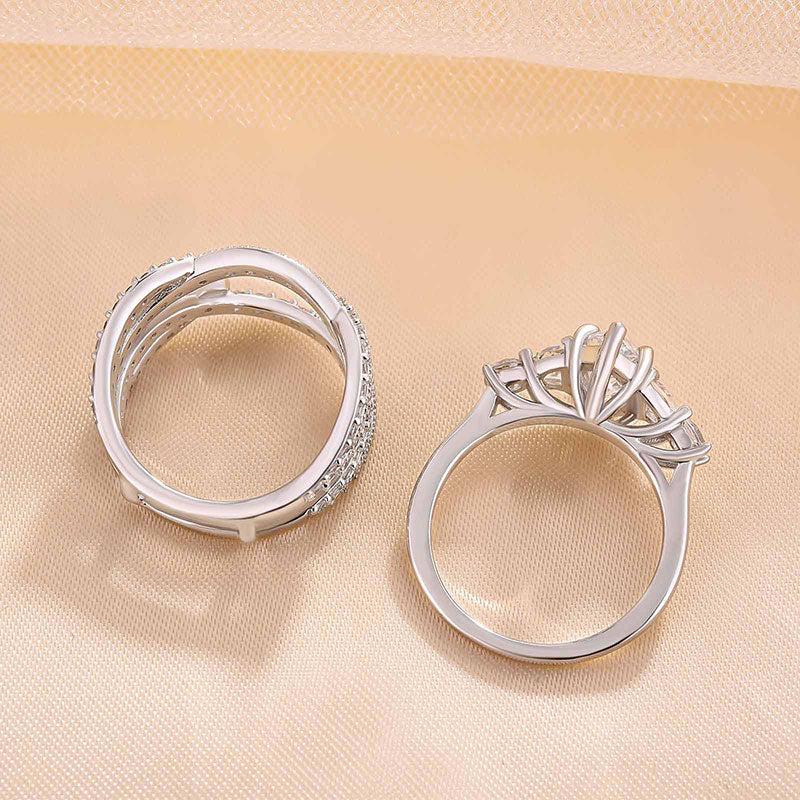 Marquise Cut Bridal Set Ring Enhancer in Sterling Silver shine of diamond