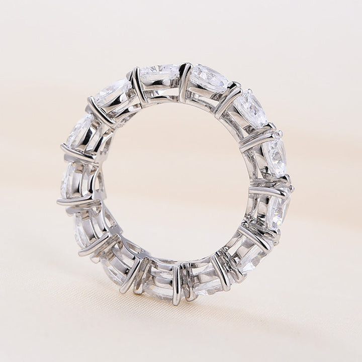 Eternity Heart Cut Wedding Band in Sterling Silver Shineofdiamond