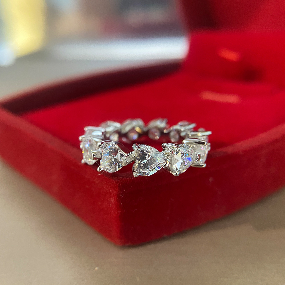 Eternity Heart Cut Wedding Band in Sterling Silver Shineofdiamond
