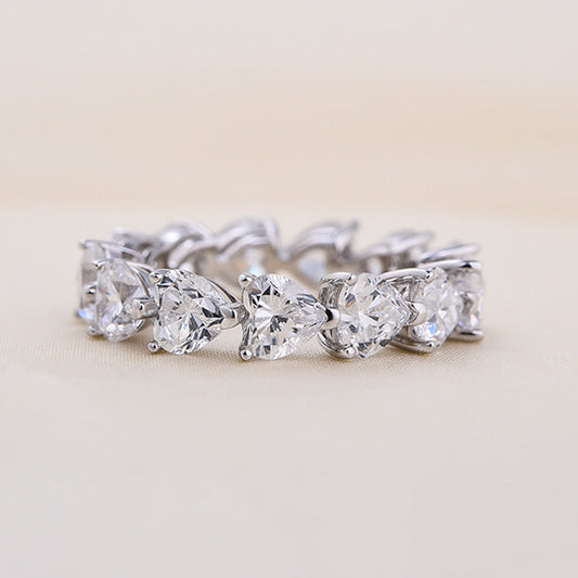 Eternity Heart Cut Wedding Band in Sterling Silver Shineofdiamond