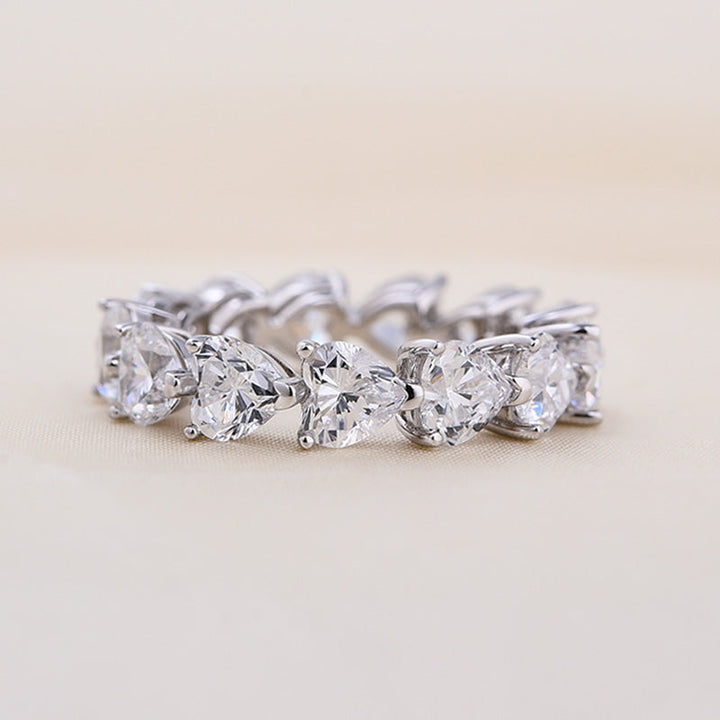 Eternity Heart Cut Wedding Band in Sterling Silver Shineofdiamond
