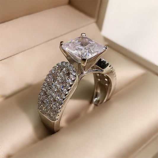 Princess Cut Engagement Ring in Sterling Silver Shineofdiamond