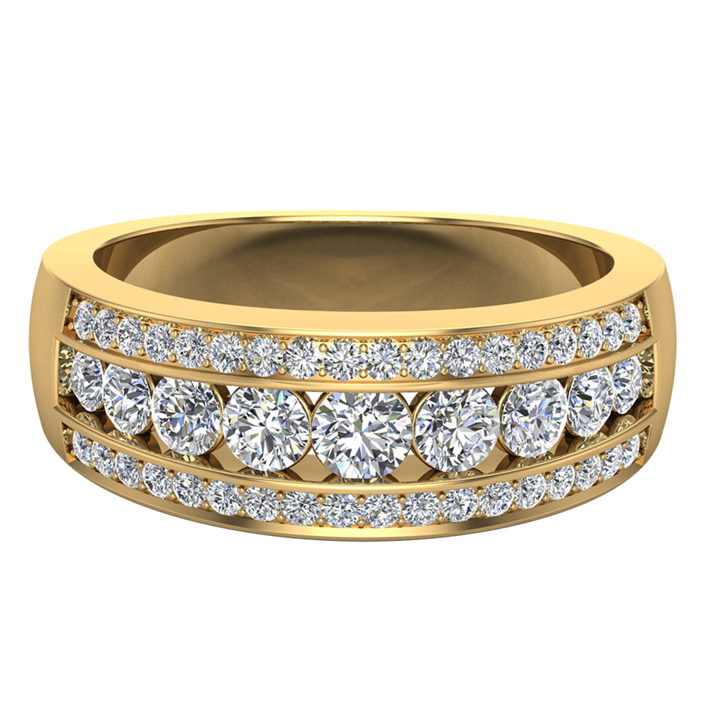 Three Row Half Eternity Band  Rose Gold Wedding Band in Sterling Silver Shineofdiamond