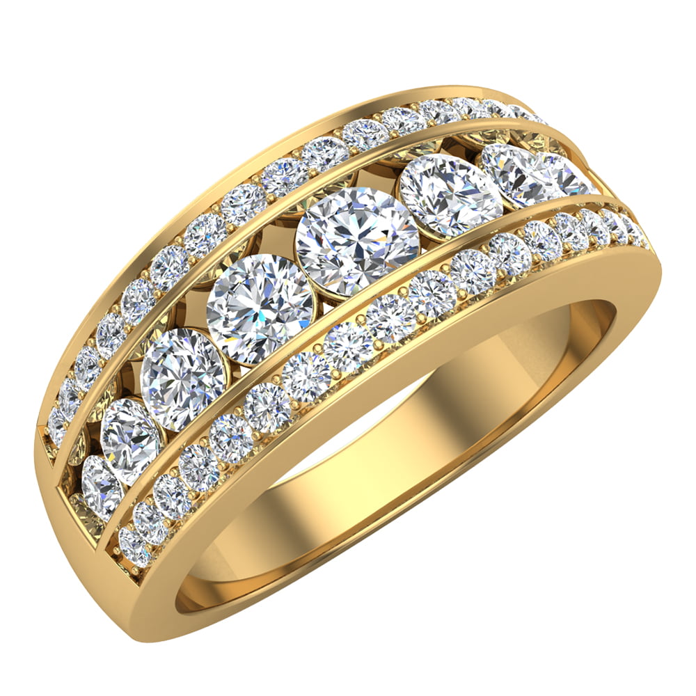 Three Row Half Eternity Band  Rose Gold Wedding Band in Sterling Silver Shineofdiamond