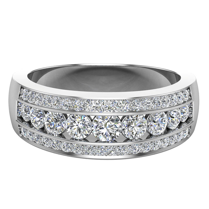 Three Row Half Eternity Band  Rose Gold Wedding Band in Sterling Silver Shineofdiamond
