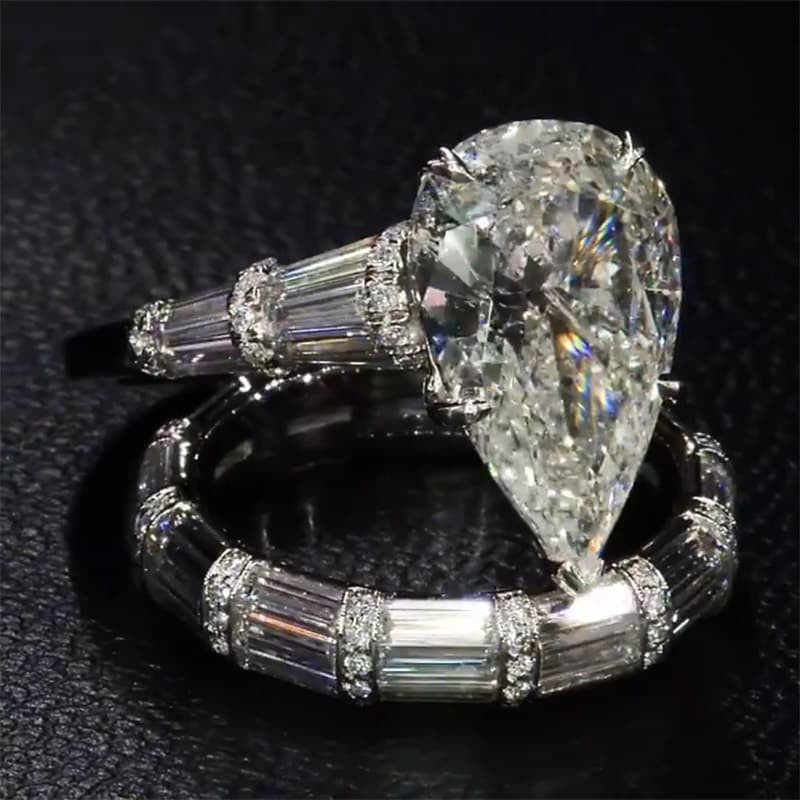 Gorgeous 5ct Pear Cut Wedding Bridal Set In Sterling Silver hot