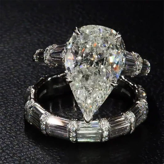 Gorgeous 5ct Pear Cut Wedding Bridal Set In Sterling Silver hot