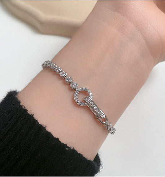 Sale | Round Cut Bezel Tennis Bracelet in Sterling Silver Shineofdiamond