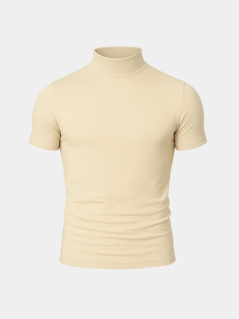 Solid Casual Turtle Neck T-Shirt - Casa  Laro CASA LARO