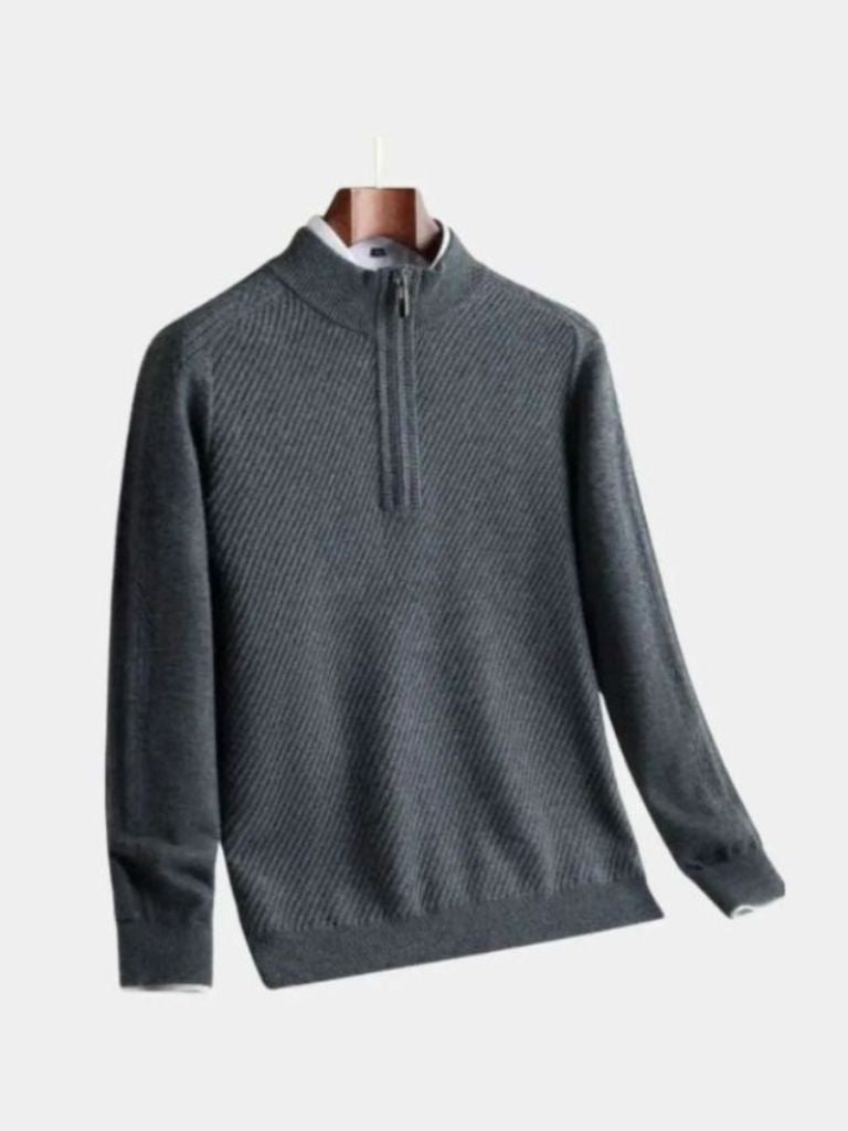 Stripe Quarter Zip Wool Sweater - Casa  Laro CASA LARO